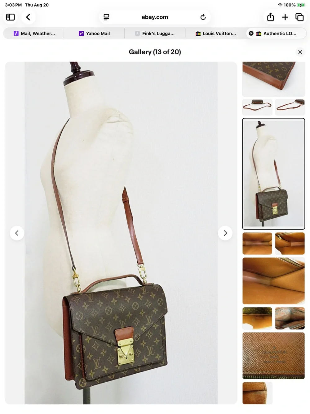 Louis Vuitton Monogram Canvas Shoulder Bag with Gold Hardware